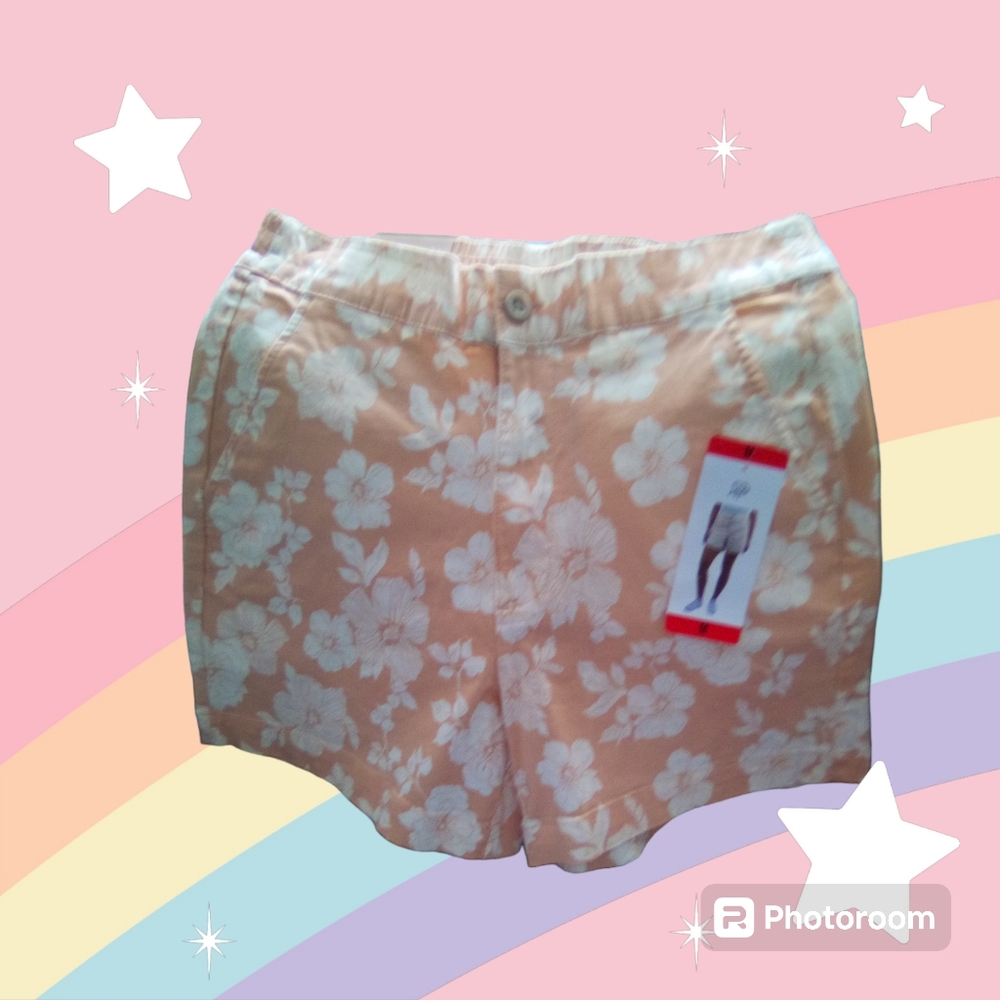 Jachs Girlfriend New York Stretch Women's Satin Chino floral  shorts Med…